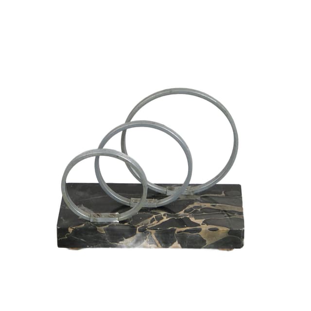 Letter Holder Art Deco, black marble, aluminum, Germany, 1930s. - DIMENSION