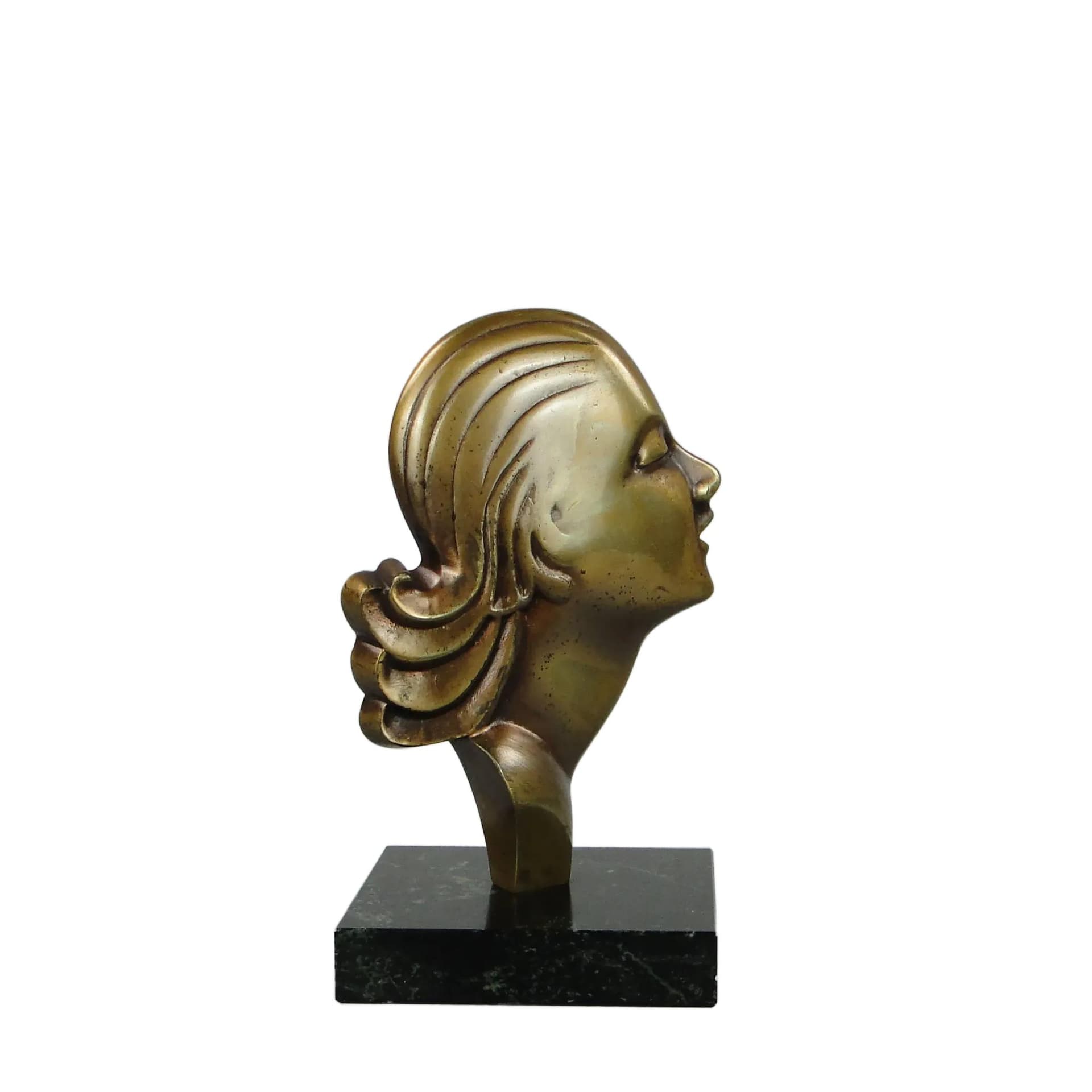 Bas-relief Ecstasy, Art Deco, golden bronze, France, 1930s