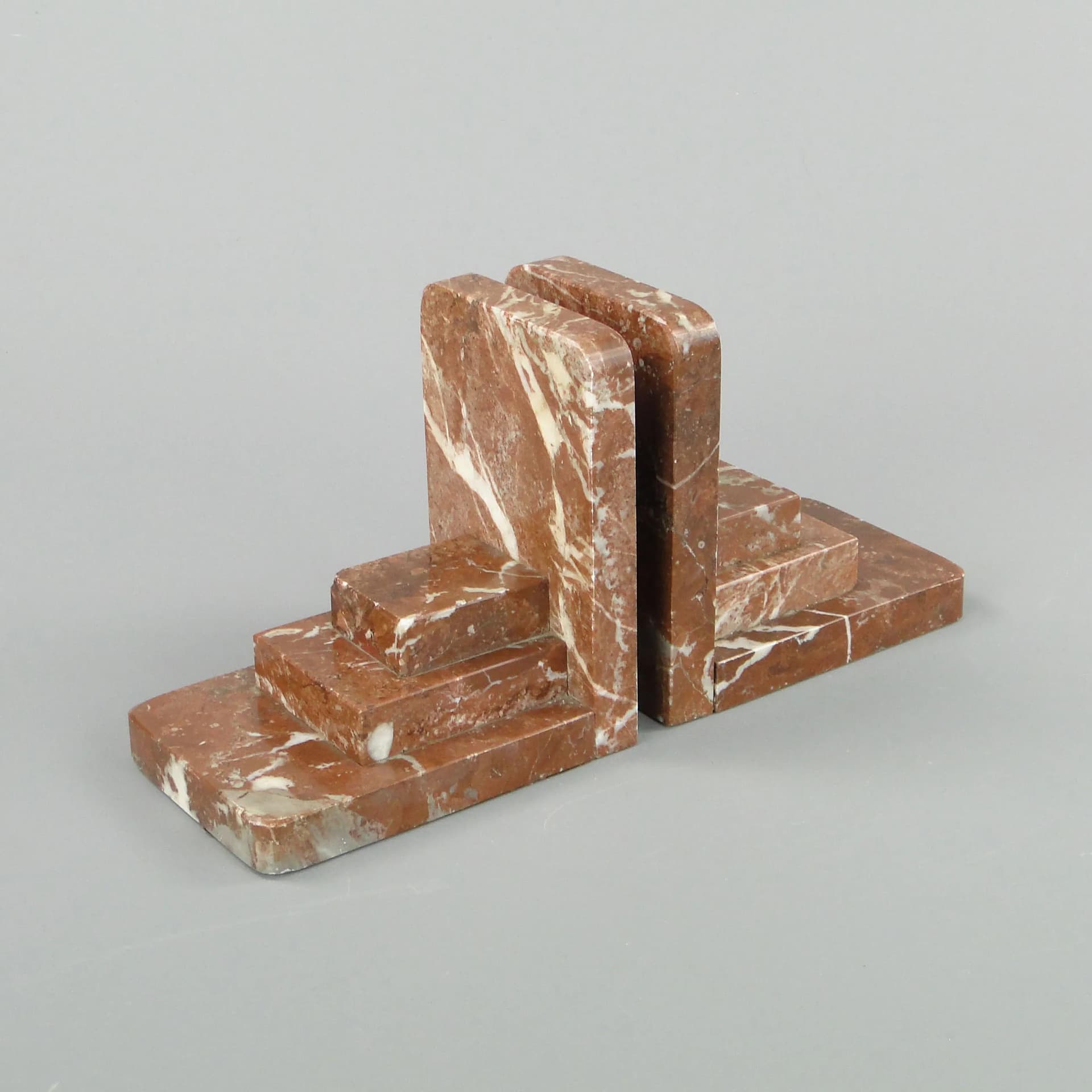 Podpórki do książek Art Deco, marmur czerwony, Niemcy, lata 20. - 11128