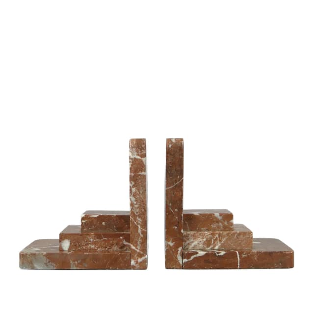 Podpórki do książek Art Deco, marmur czerwony, Niemcy, lata 20. - WYMIARY
