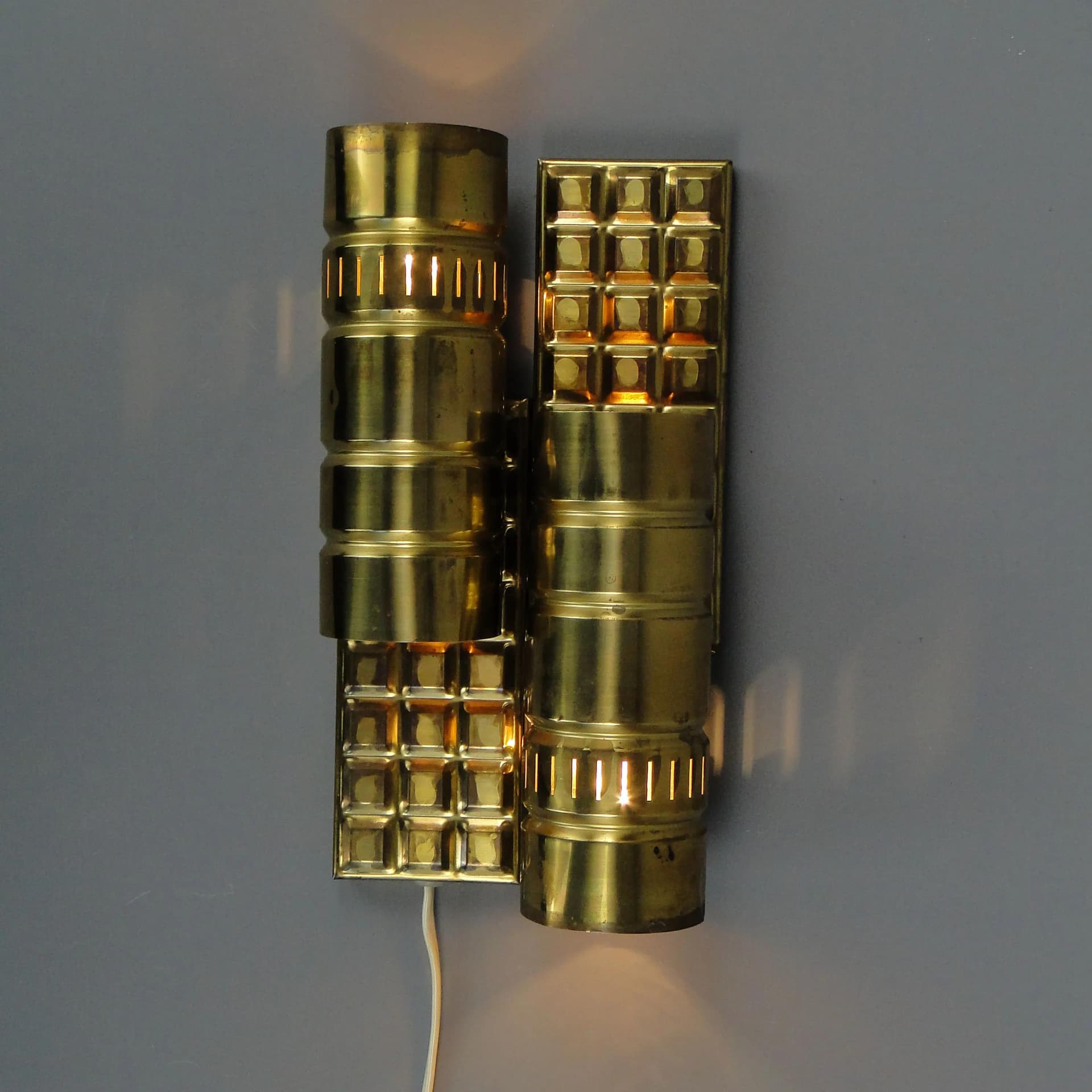 Wall sconce, New Look, golden brass, Poland, 1960s. - 11114