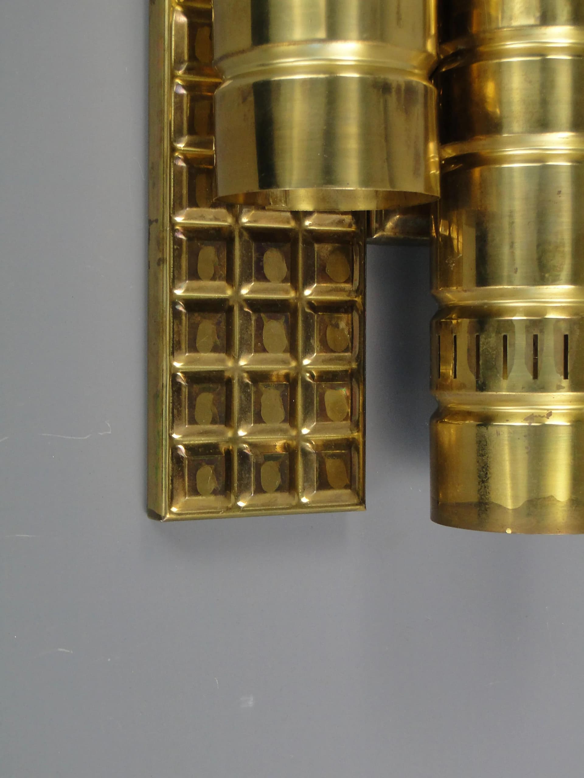Wall sconce, New Look, golden brass, Poland, 1960s. - 11110