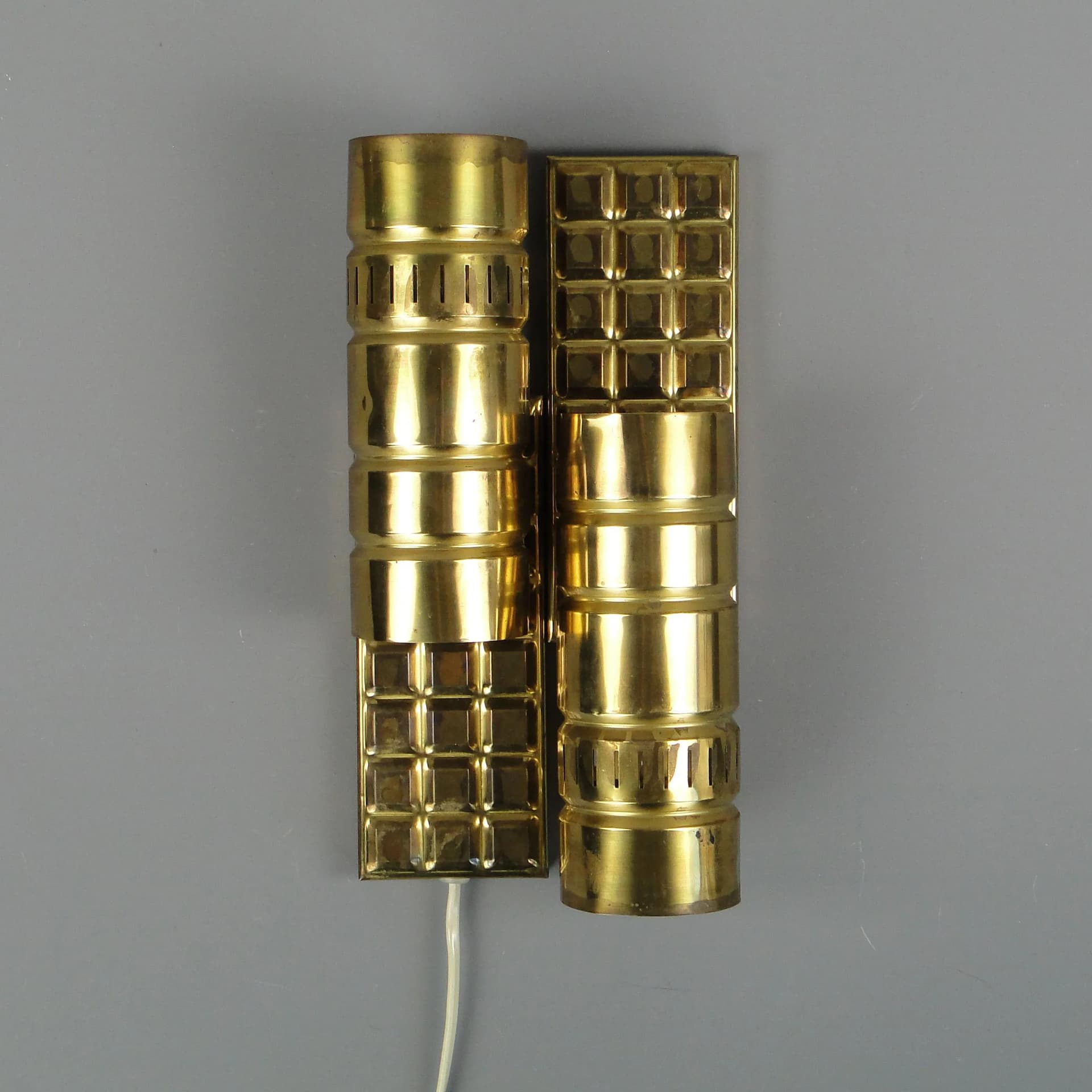 Wall sconce, New Look, golden brass, Poland, 1960s. - 11106