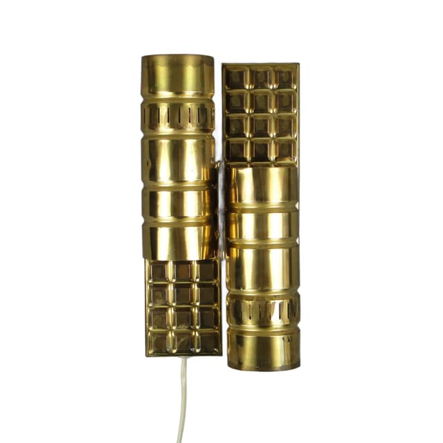 Wall sconce, New Look, golden brass, Poland, 1960s. - DIMENSION