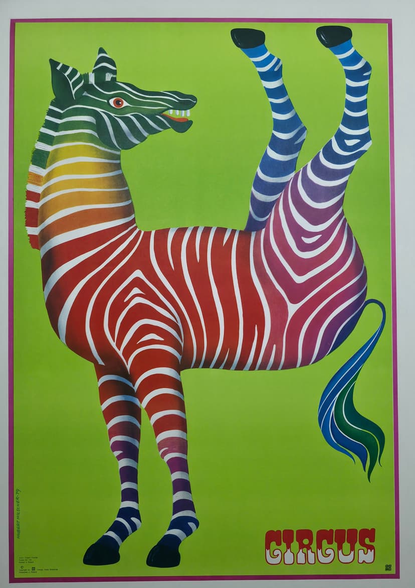 Cyrk zebra (Oryginalny plakat cyrkowy), aut. H. Hilscher, 1982