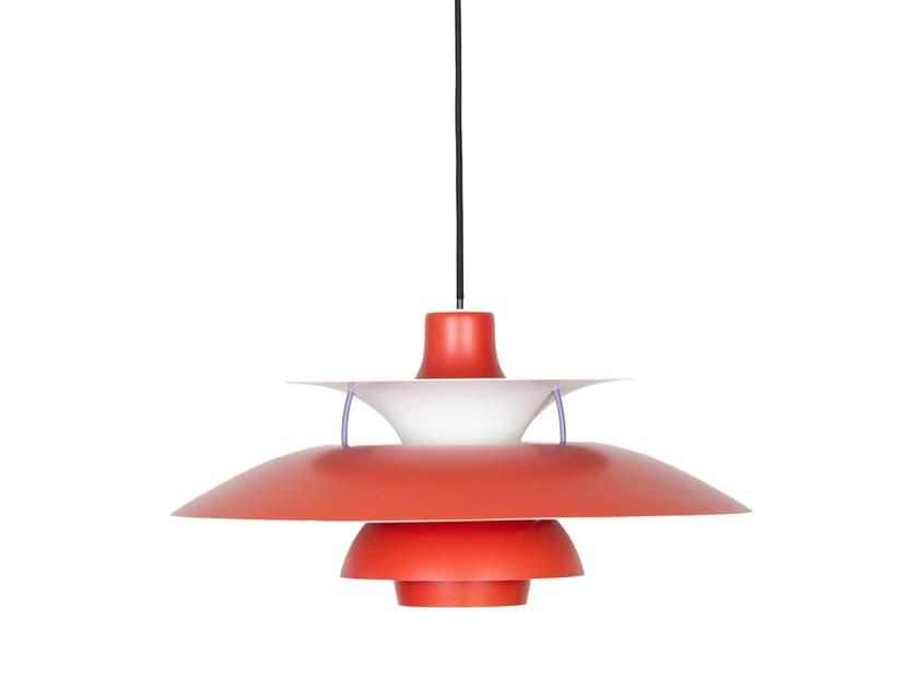 Lampa wisząca PH 5, pomarańczowy, metal, proj. P. Henningsen, Louis Poulsen, Dania, lata 90.
