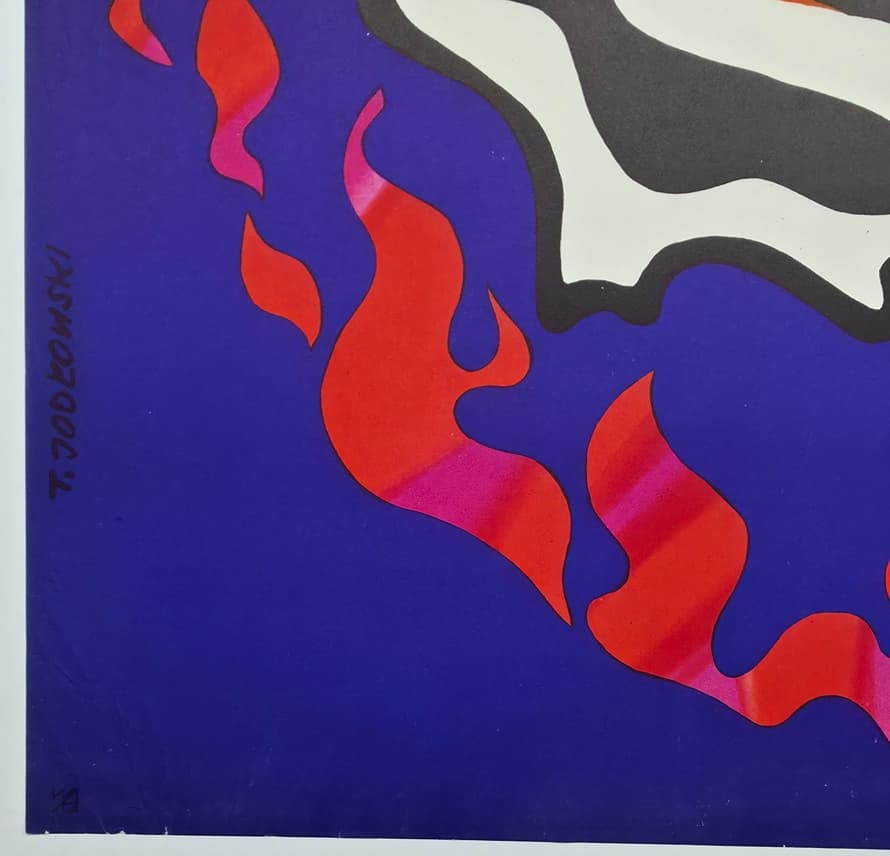 Cyrk głowa tygrysa w płomieniach (Oryginalny plakat cyrkowy), aut. T. Jodłowski, 1970 - 173509