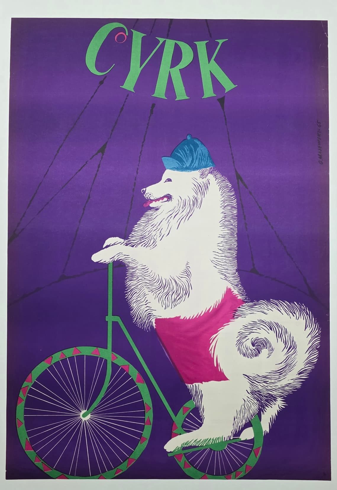 Cyrk pies na rowerze (Oryginalny plakat cyrkowy), aut. G. Majewski, 1965