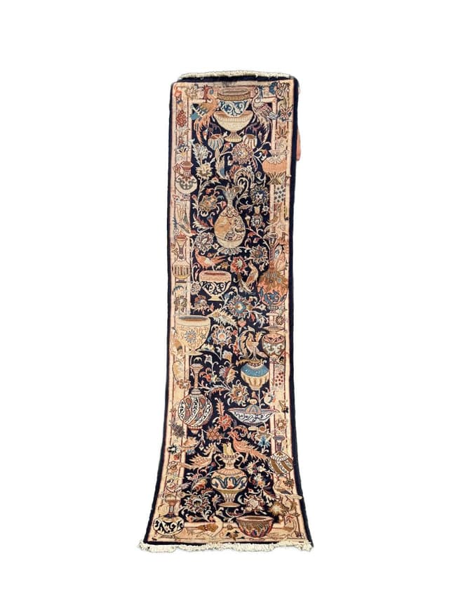 Runner Kaschmar, navy blue, wool, Iran - DIMENSION