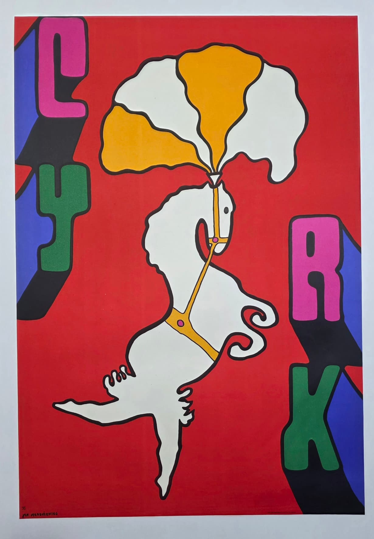 Cyrk koń z pióropuszem (Oryginalny plakat cyrkowy), aut. J. Młodożeniec, 1971