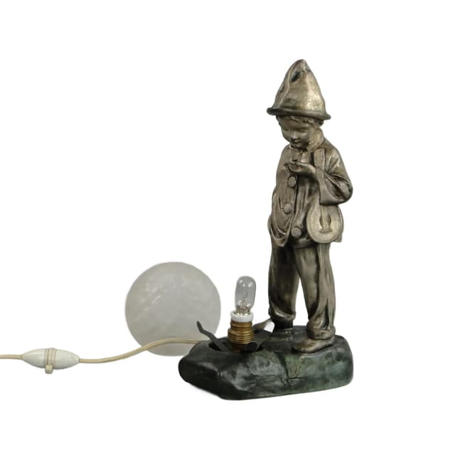 Lampa Pierrot, srebrny, cyna srebrzona szkło, proj. J. Hurka, Francja, lata 20. - WYMIARY