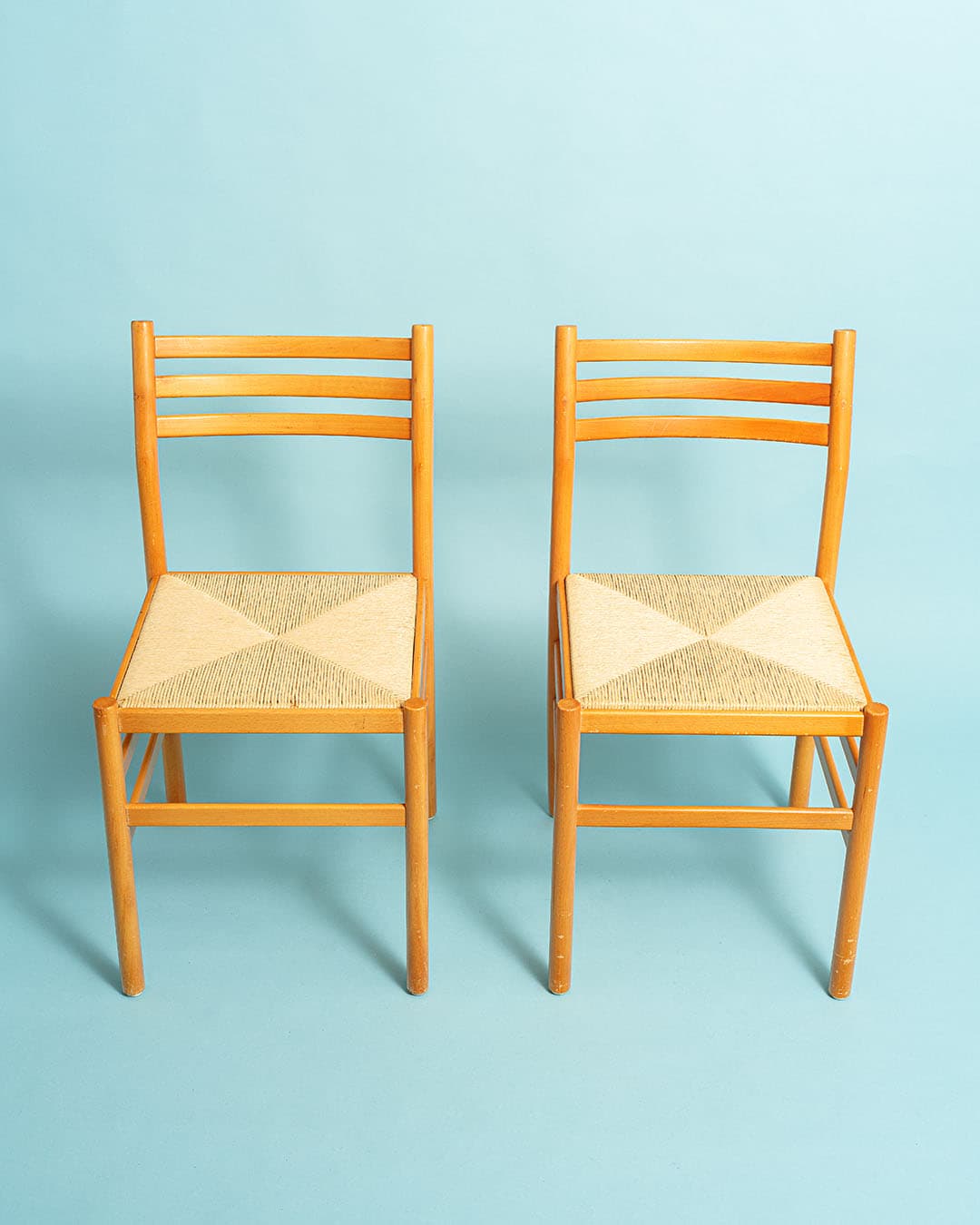 Set of Dining Chairs, beige, beech, cord, Denmark, 1980s. - 170945