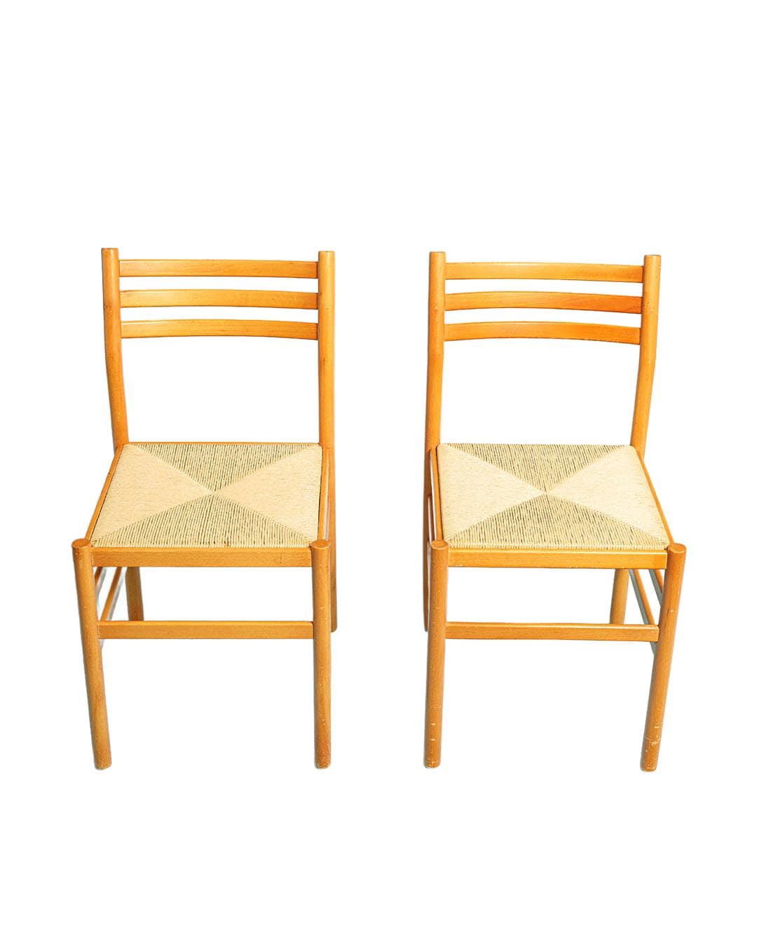 Set of Dining Chairs, beige, beech, cord, Denmark, 1980s.