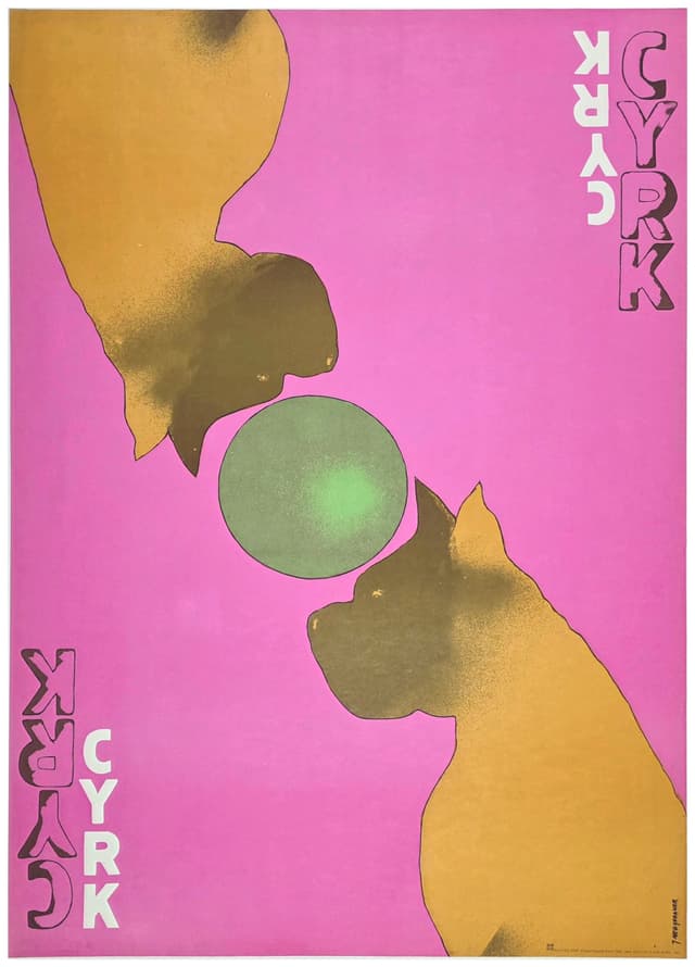 Cyrk bokser z piłką (Oryginalny plakat cyrkowy), aut. J. Neugebauer, 1975 - WYMIARY