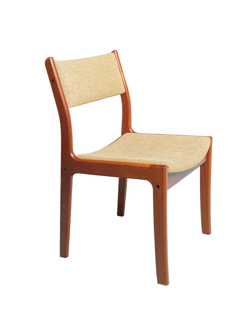 Krzesło, teak brązowy, tkanina beżowa, Dania, lata 80.