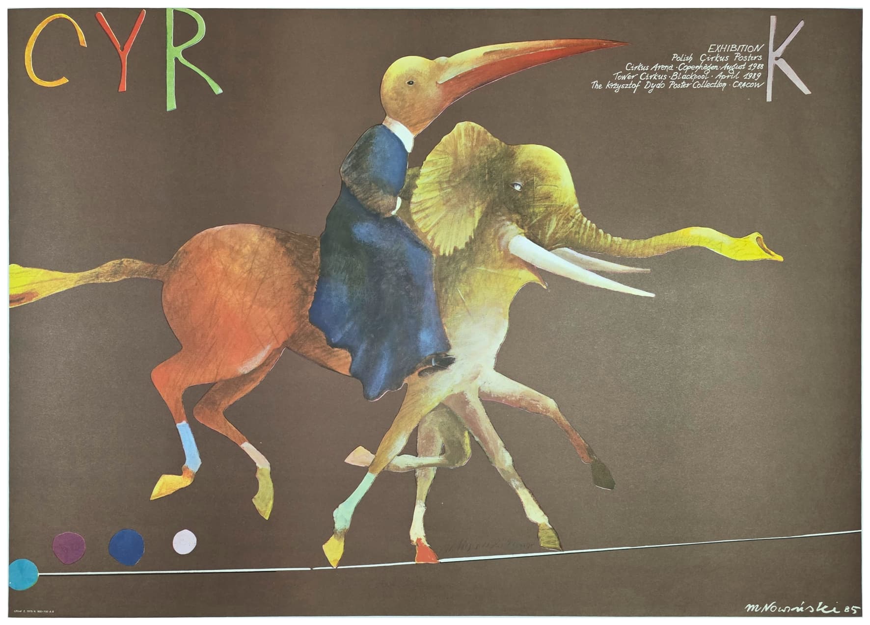 Cyrk wystawa Dydo (Oryginalny plakat cyrkowy), aut. M. Nowiński, 1985