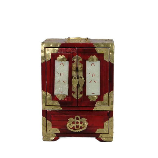 Oriental cabinet sepet, red lacquered wood, brass, China, 1990s. - DIMENSION