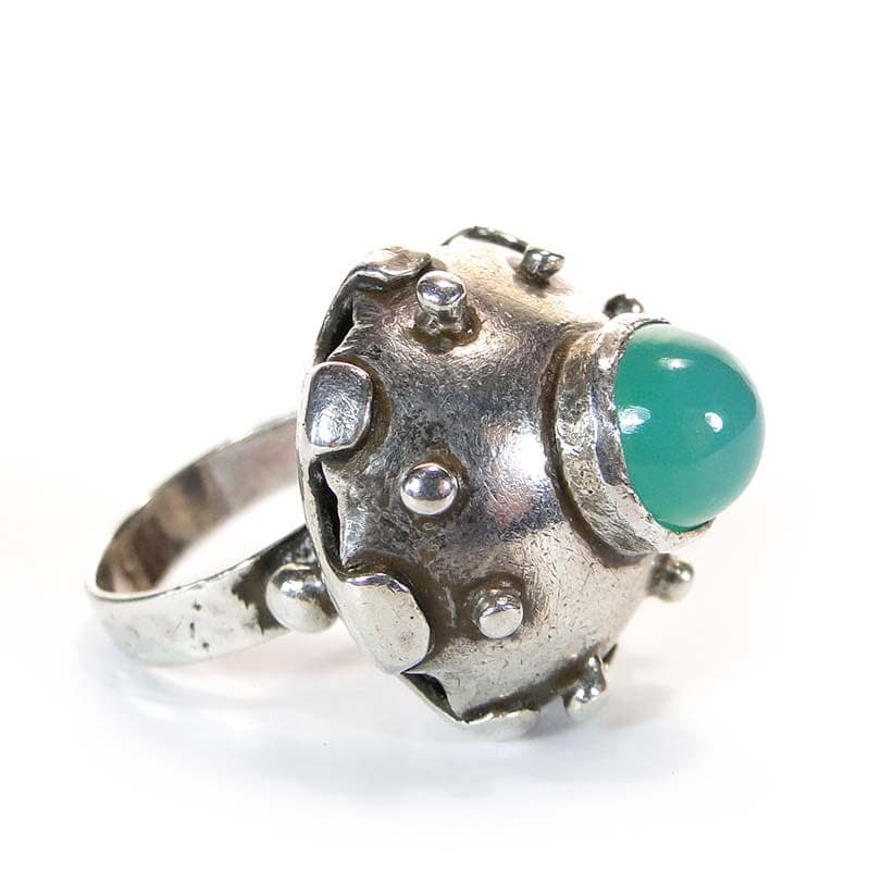 Pierścień modernistyczny, srebro, Polska, lata 60.