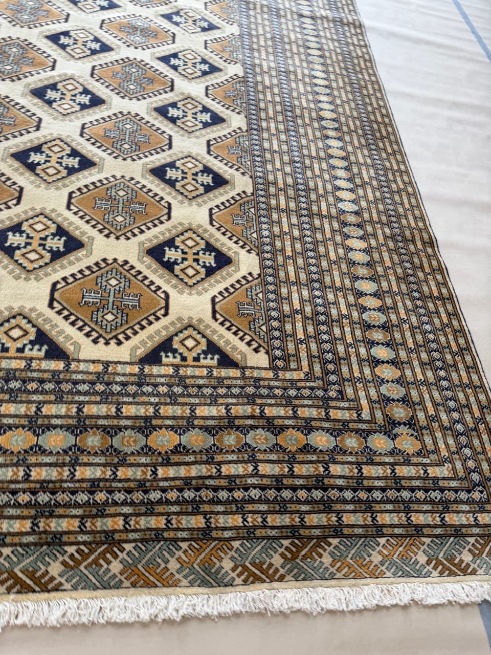 Dywan Buchara, Art déco, beżowy, wełna, Pakistan - 171325