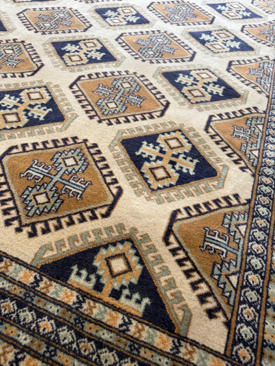 Dywan Buchara, Art déco, beżowy, wełna, Pakistan - 171320