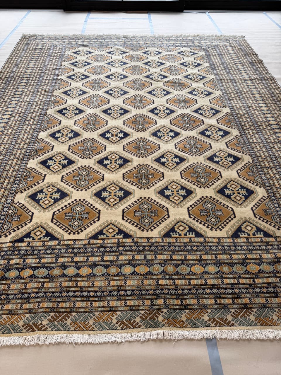 Dywan Buchara, Art déco, beżowy, wełna, Pakistan - 171323