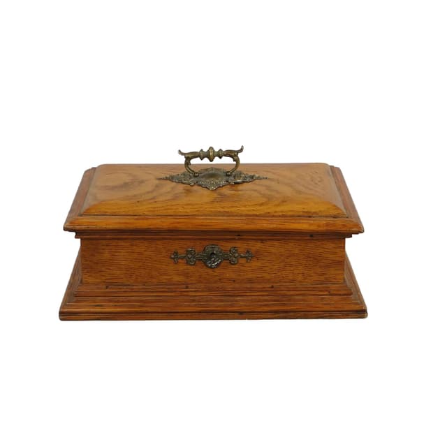 Biedermeier jewelry box, brown oak, Austria, 19th c. - DIMENSION