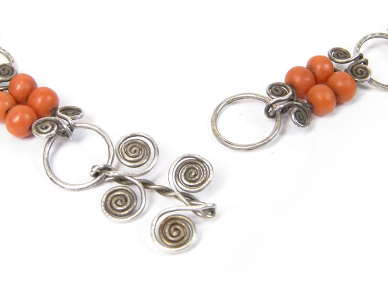 Coral Necklace, red, silver, Poland, 1960s - 171660