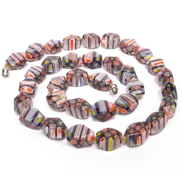 Naszyjnik millefiori, szkło multicolor, Murano, Włochy, lata 60. - WYMIARY