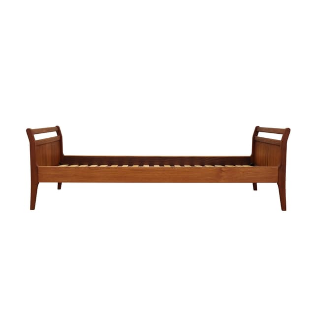 Łóżko, teak brązowy jasny, Dania, lata 70. - WYMIARY