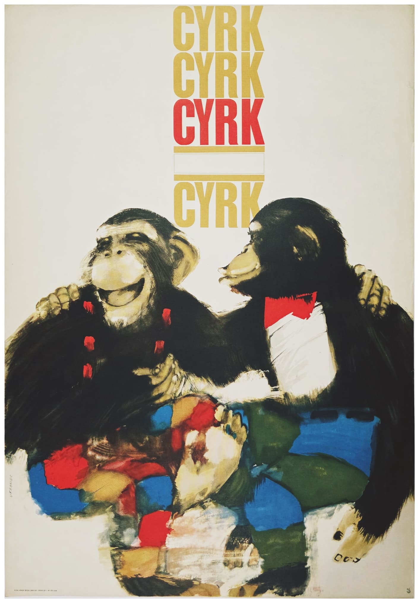 Cyrk małpy (Original circus poster), by M. Urbaniec, 1966