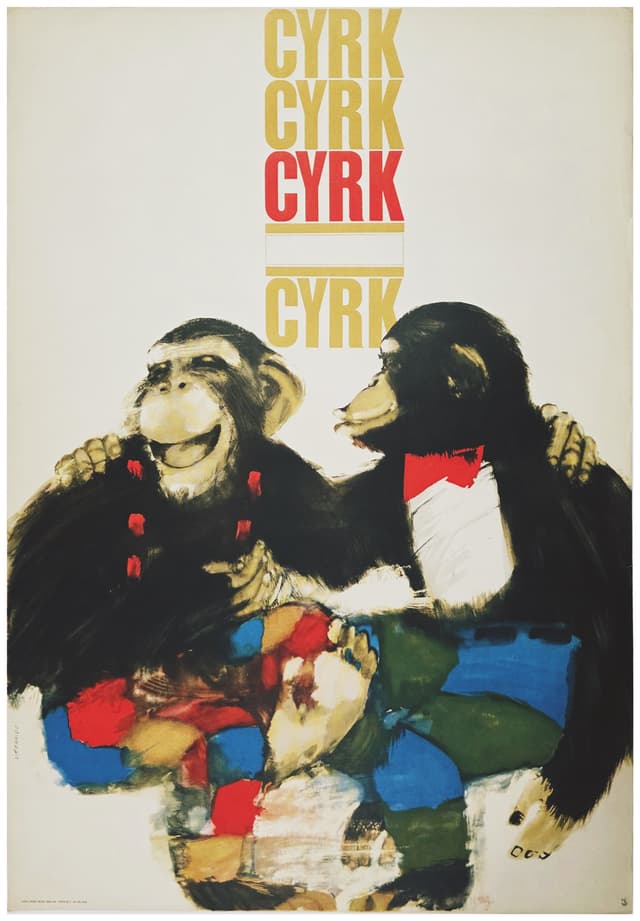 Cyrk małpy (Original circus poster), by M. Urbaniec, 1966 - DIMENSION