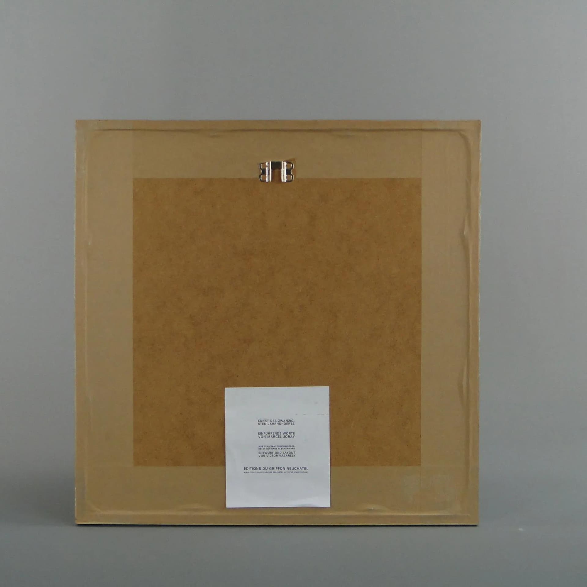 Op art print, grey, glass, by V. Vasarely, France, 1970s. - 11413