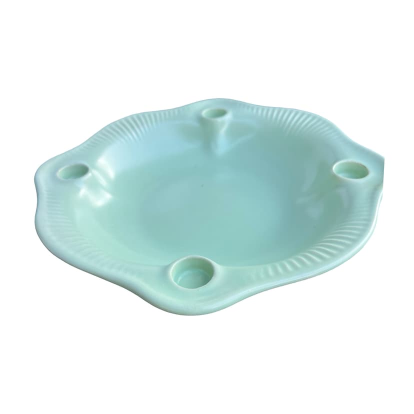 Talerz adwentowy / świecznik ceramiczny, Jasba, Niemcy lata 60. | miętowo-zielony