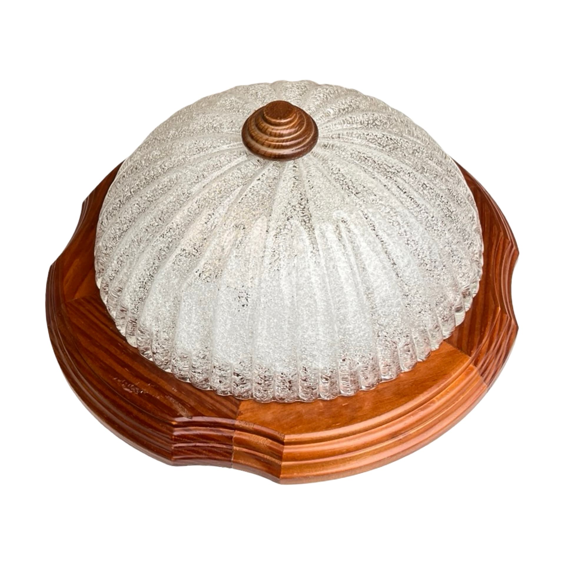 Włoski plafon z lat 70. | szkło lodowe i drewno | Mid Century Modern - 172063