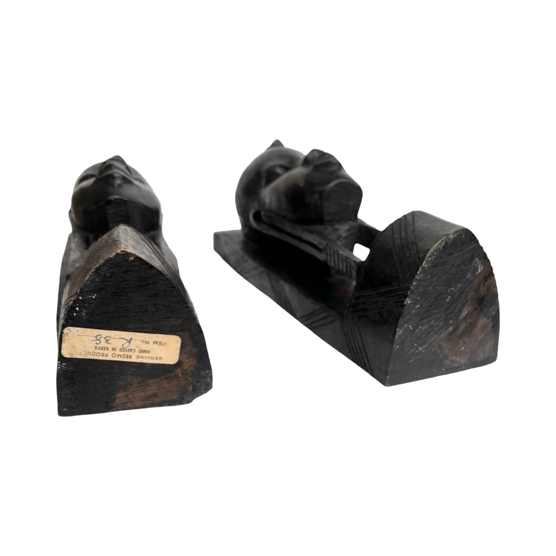 Podpórki pod książki – Kenia, heban, lata 70. Handmade - 172113