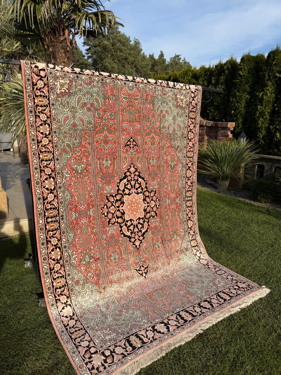 Dywan Ghoum/Qom, czerwony, jedwab, Indie - 172202