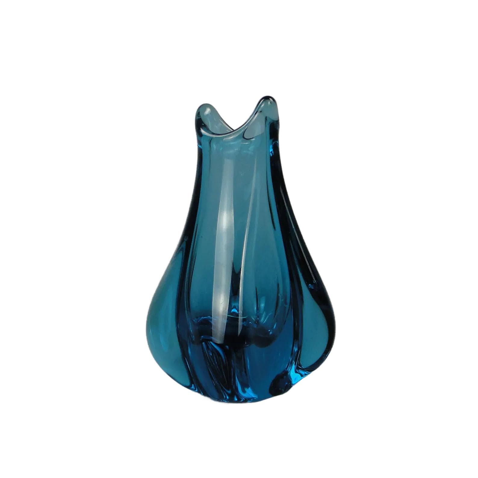 Wazon, błękitny, szkło, proj. J. Beranek, Skrdlovice, Czechosłowacja, lata 60.