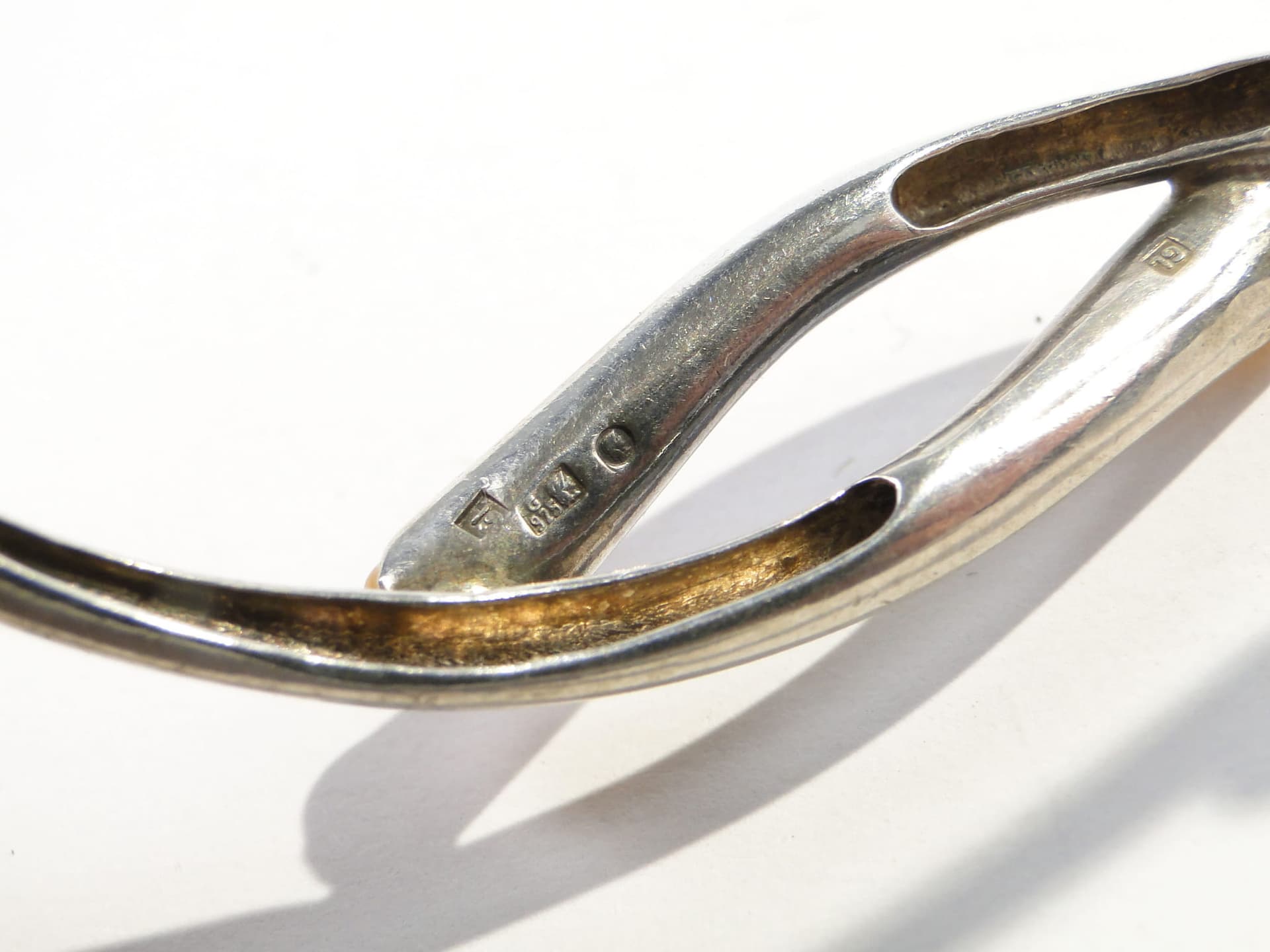 Bransoletka spiralna, srebro, bursztyn, Polska, lata 70. - 172270