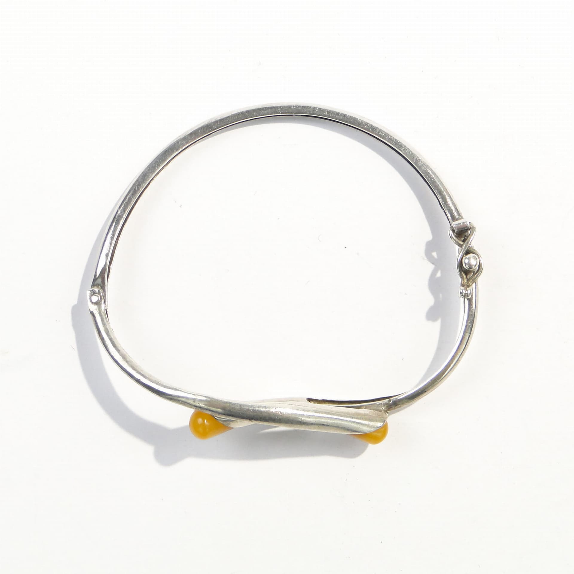 Bransoletka spiralna, srebro, bursztyn, Polska, lata 70. - 172261