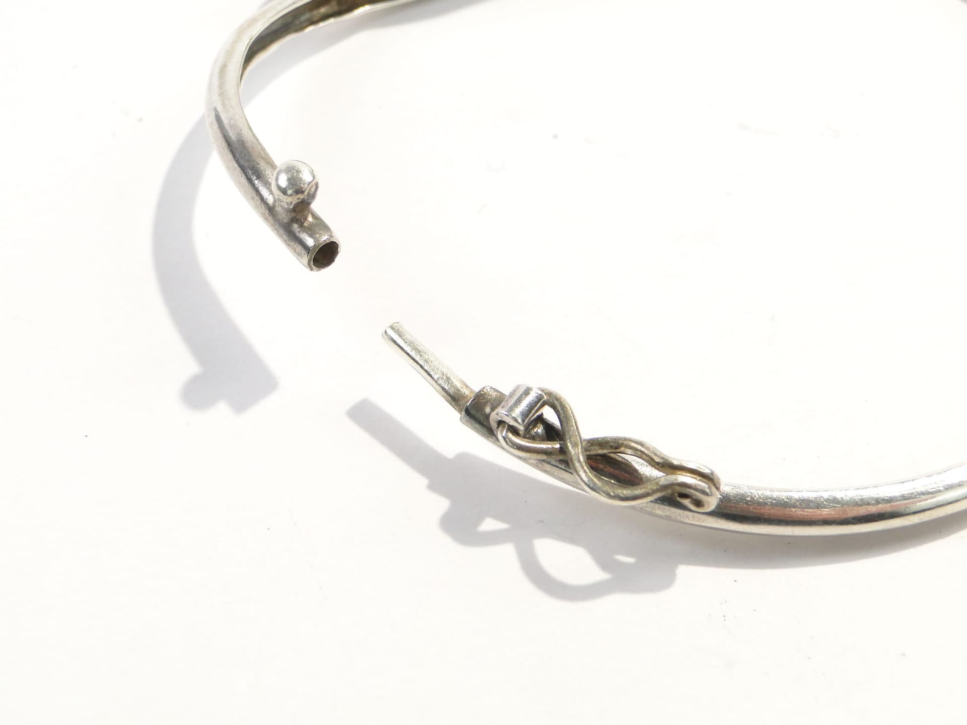 Bransoletka spiralna, srebro, bursztyn, Polska, lata 70. - 172267