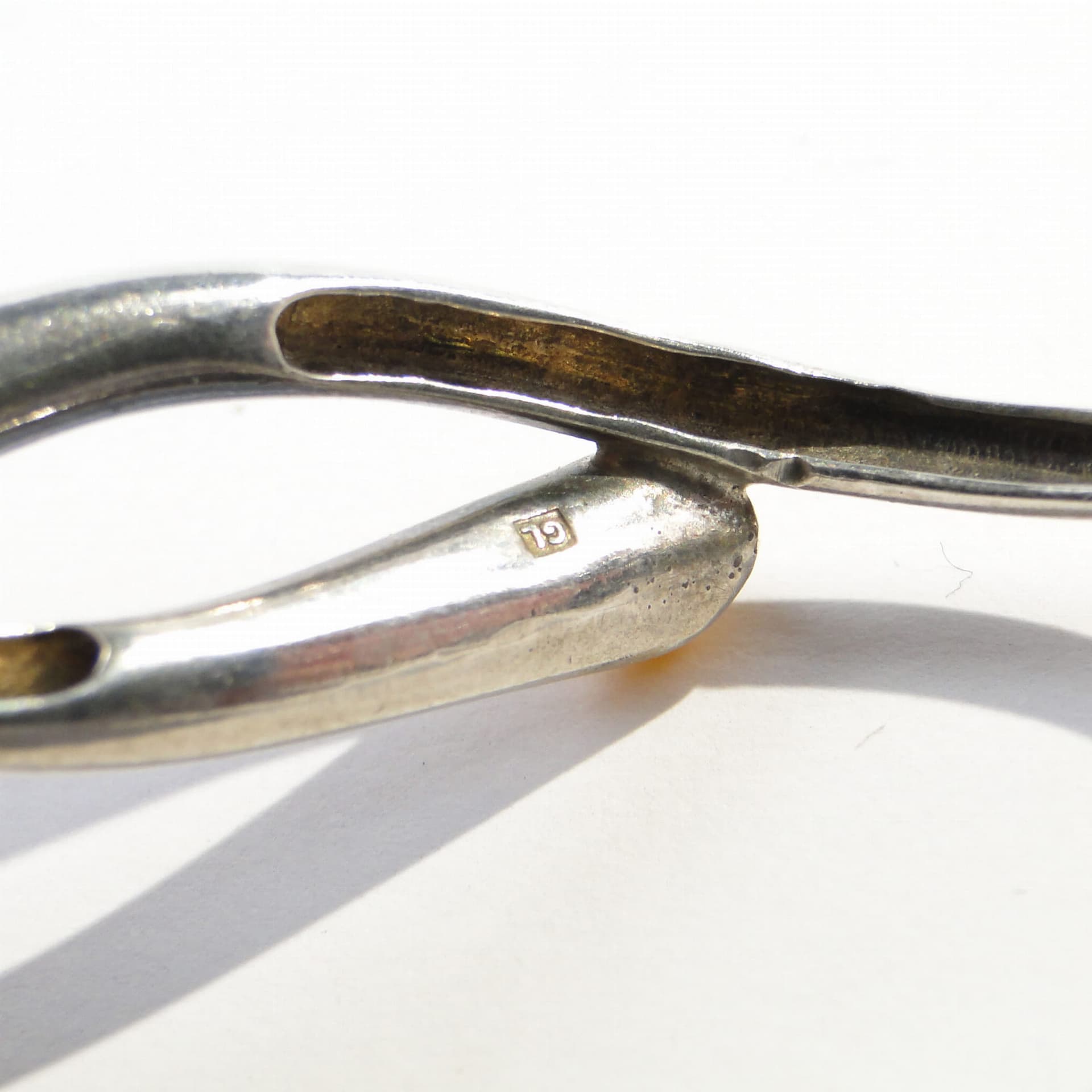 Bransoletka spiralna, srebro, bursztyn, Polska, lata 70. - 172266