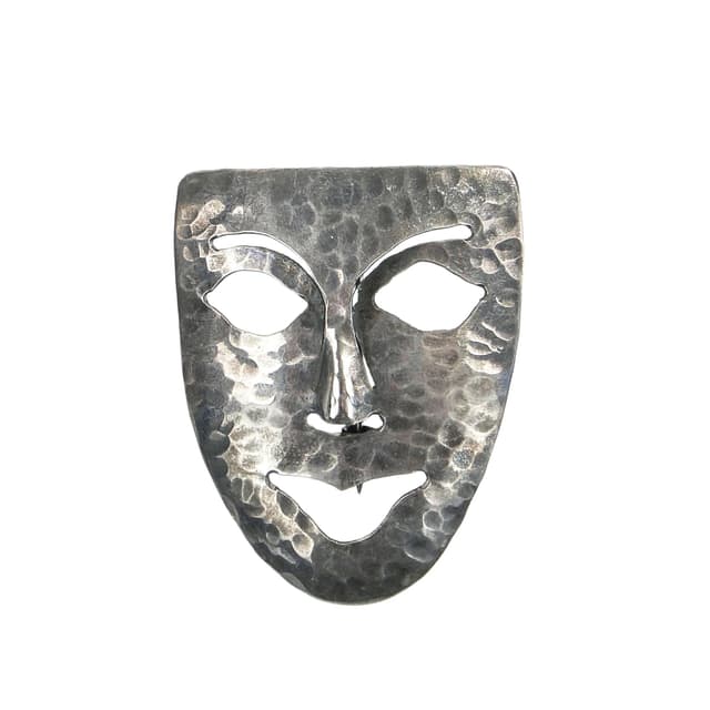 Broszka maska, srebro, Polska, lata 60. - WYMIARY