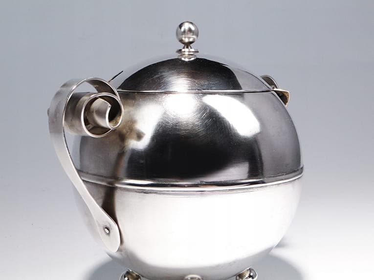 Cukiernica Art déco, srebrny metal, Warszawa, Polska, lata 30. - 172365