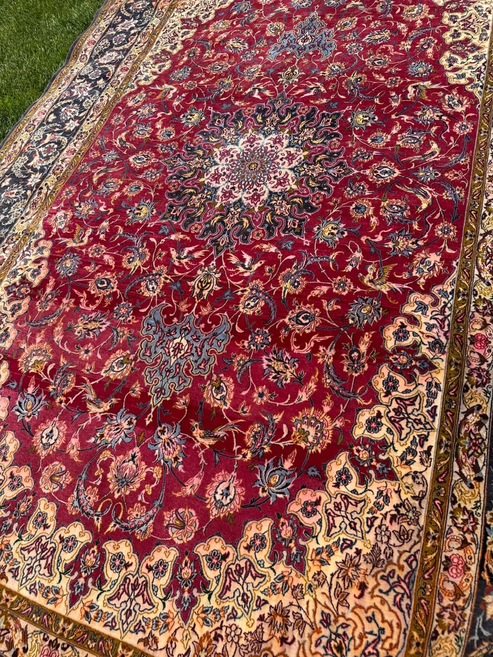 Persian rug Isfahan, multicolor, Kashmiri wool silk, Iran, 1990s. - 172432
