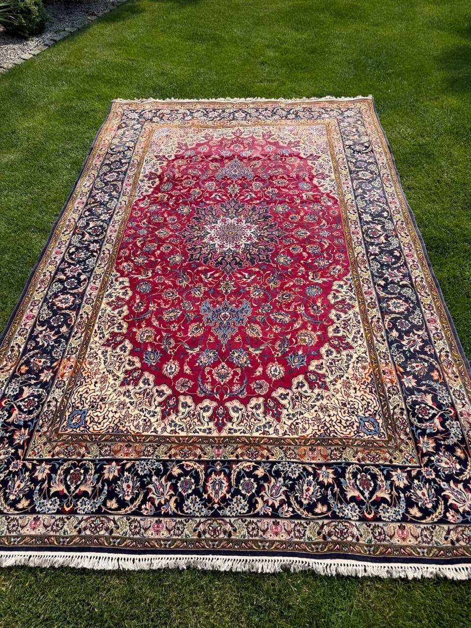 Persian rug Isfahan, multicolor, Kashmiri wool silk, Iran, 1990s. - 172431
