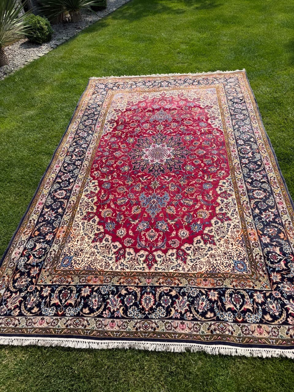 Persian rug Isfahan, multicolor, Kashmiri wool silk, Iran, 1990s. - 172427