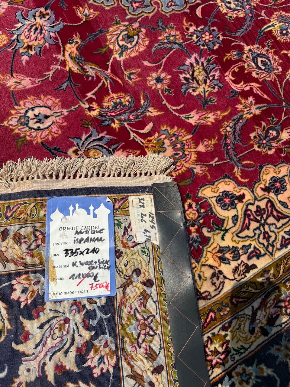 Persian rug Isfahan, multicolor, Kashmiri wool silk, Iran, 1990s. - 172430