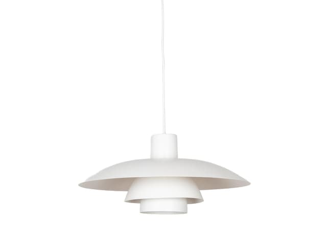 Lampa wisząca PH 4/3, biały, aluminium, proj. P. Henningsen, Louis Poulsen, Dania, lata 60. - WYMIARY