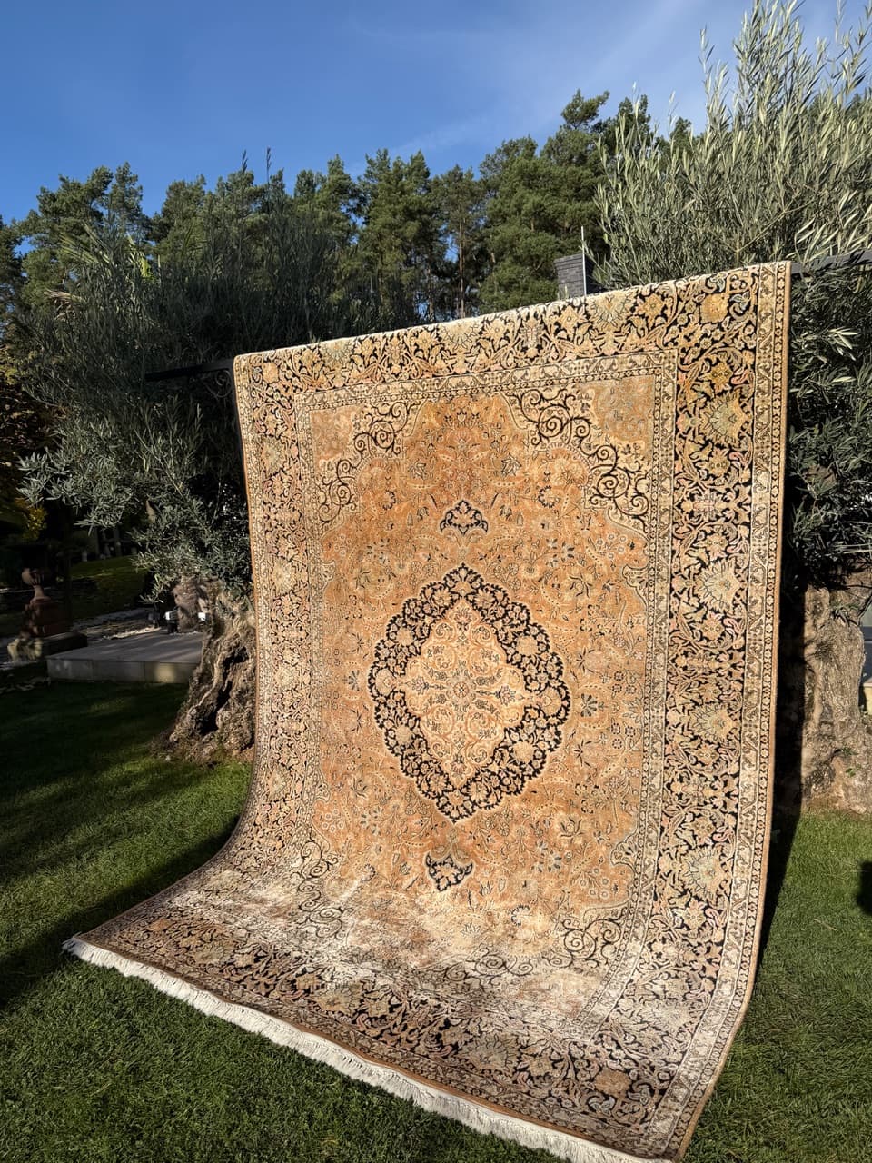 Dywan Ghoum, multikolor, jedwab, Indie, lata 90. - 172676