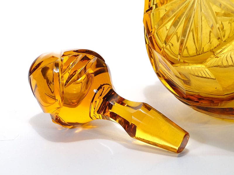 Karafka art déco, szkło kryształowe złoty, Huta Józefina, Polska, lata 40. - 172978